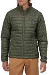 Patagonia Nano Puff Quilted Shell Primaloft Hooded Jacket In Green