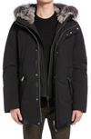 Mackage Edward-x Down Jacket With Genuine Fox Fur Trim In Black-silver