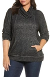 Loveappella Drape Neck Pullover In Marble Black