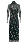 Afrm Shailene Sheer Long Sleeve Dress In Noir Fleur