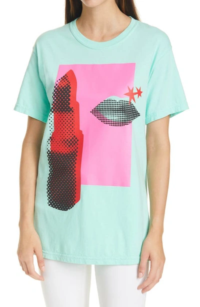 Tanya Taylor Jess Cotton Graphic Tee In Soft Mint Multi