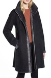 Hiso Reversible Genuine Shearling Coat In Black