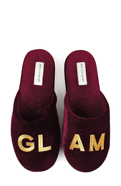 Patricia Green Glam Embroidered Slippers In Burgundy