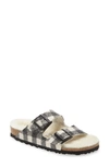 Birkenstock Womens Arizona Shearling Wool Narrow Sandal Plaid In Multi