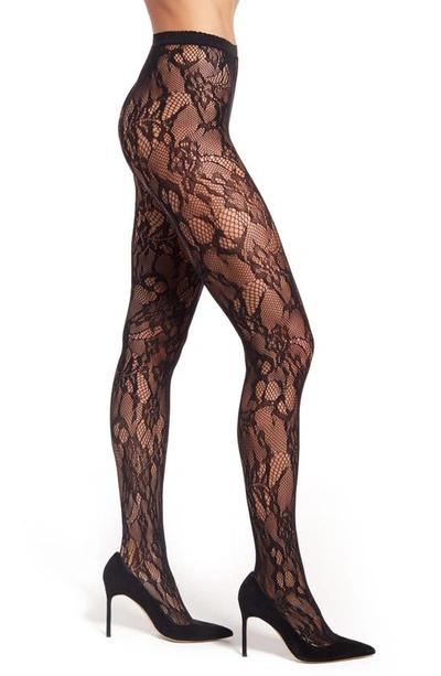 Natori Women's Lace Cut-out Net Tights Hosiery In Black