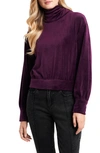 1.state Turtleneck Velour Top In Deep Plum