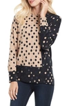 Nic + Zoe Mix & Mingle Colorblock Dot Print Sweater In Neutral Multi