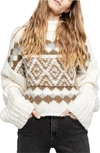 FREE PEOPLE ALPINE CROP MOCK NECK SWEATER,OB1217257