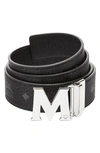 Mcm Logo Buckle Reversible Belt In Black