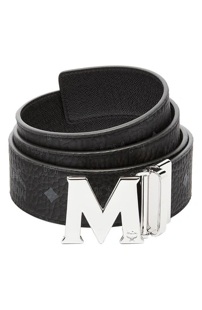 Mcm Logo Buckle Reversible Belt In Black