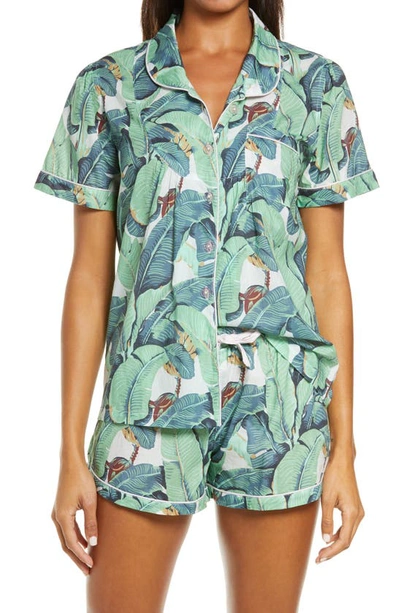 Sant And Abel Martinique Banana Leaf Short-sleeve Pajama Set In Green