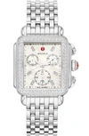 Michele Deco Diamond Chronograph Bracelet Watch, 33mm In Silver