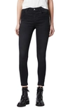 Allsaints Womens Black Miller Studded Skinny Mid-rise Stretch-denim Jeans 27 In Black
