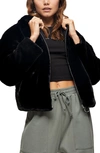 TOPSHOP FAUX FUR CROP ZIP HOODIE,04A64TCRM