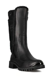 Santana Canada Leather Faux Fur Boot In Black