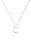 GIRLS CREW FLUTTERFLY INITIAL NECKLACE,N165-G-E