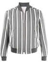 THOM BROWNE STRIPED CROPPED BOMBER JACKET
