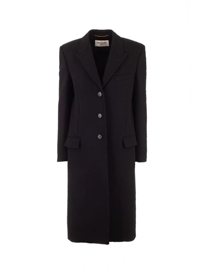 Saint Laurent Women's Black Wool Coat
