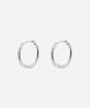 Monica Vinader Diamond And Sterling Silver Riva Wave Medium Hoop Earrings In Silver