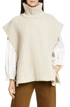 SEE BY CHLOÉ SIDE TIE TURTLENECK WOOL BLEND PONCHO,S19WMP18560