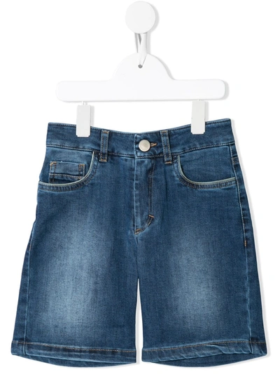 Alviero Martini Kids' Mid-rise Denim Shorts In Blue