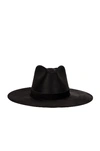 Janessa Leone Korin Wide-brim Wool Fedora In Black