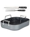 Viking Hard Anodized Aluminum Nonstick Roaster With Rack & Bonus Carving Set In Charcoal