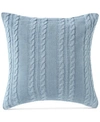 Victoria Classics Dublin Cable Knit Cotton Decorative Pillow, 18" X 18" In Spa Blue