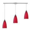 Elk Lighting Vesta 3-light Linear Pendant Red In Satin Nickel In Silver