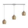 Elk Lighting Fusion 3-light Linear Pendant Gold Leaf In Satin Nickel In Silver