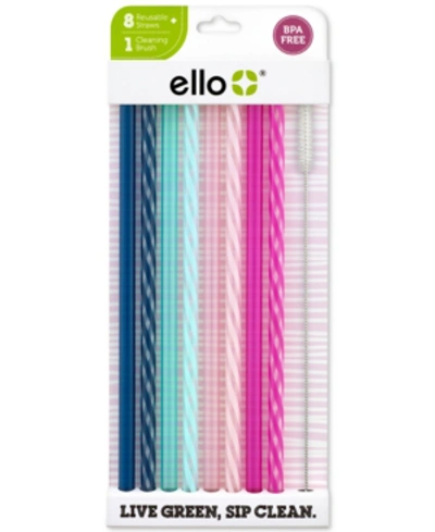 Ello Impact Reusable Plastic Straws, Set Of 8 In Multi