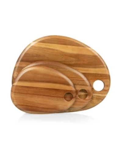 Toscana Set Of 3 Pebble Shaped Acacia Serving Boards In Acacia Wood