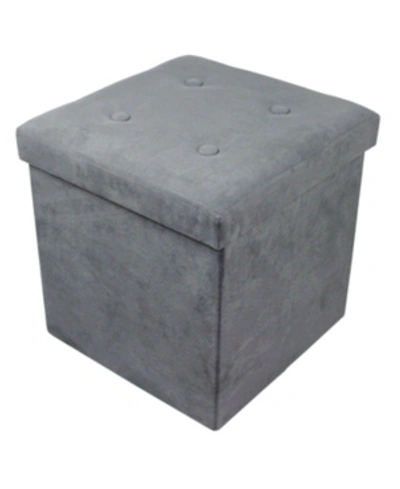 Sorbus Foldable Suede With Cover Storage Ottoman In Grey