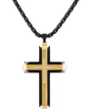 MACY'S MEN'S DIAMOND (1/10 CT. T.W.) CROSS PENDANT 22" CHAIN IN STAINLESS STEEL WITH BLACK AND GOLD TONE IO