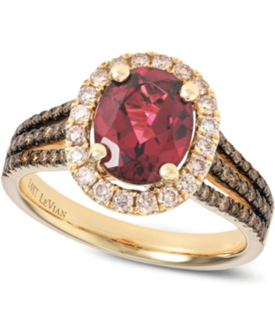 Le Vian Raspberry Rhodolite (2 Ct. T.w.) And Diamond (5/8 Ct. T.w.) Ring In 14k Rose Gold In Pink/rose Gold Tone/gold Tone