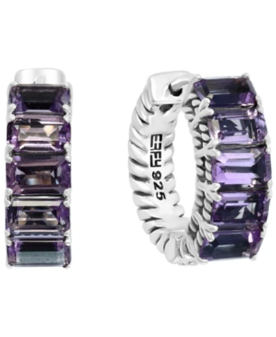 Effy Collection Effy Amethyst Small Hoop Earrings (3-1/3 Ct. T.w.) In Sterling Silver, 0.57"