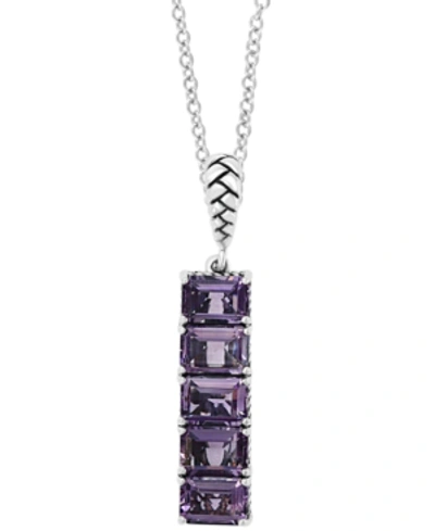 Effy Collection Effy Amethyst Vertical Bar 18" Pendant Necklace (5-3/4 Ct. T.w.) In Sterling Silver