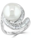 Effy Collection Effy Cultured Freshwater Pearl (12-1/2mm) & Diamond (3/4 Ct. T.w.) Ring In 14k White Gold (also Avai In White Gold