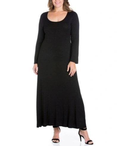 24seven Comfort Apparel Women's Plus Size Maxi Dress In Black