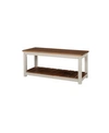 ALATERRE FURNITURE SAVANNAH BENCH, IVORY WITH NATURAL WOOD TOP