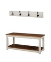 Alaterre Furniture Savannah Coat Hook With Bench Set, Ivory In Ivory