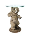 DESIGN TOSCANO GOOD FORTUNE ELEPHANT GLASS-TOPPED TABLE