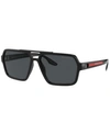 Prada Polarized Dark Grey Rectangular Mens Sunglasses Ps 01xs Dg002g 59 In Black