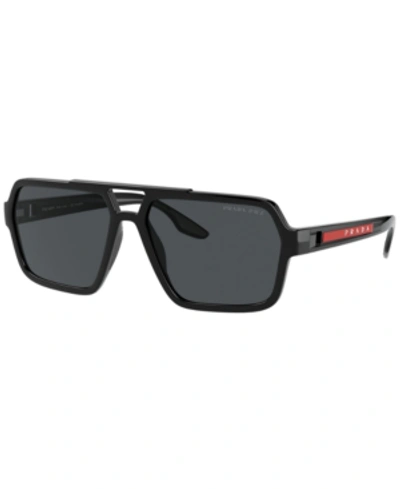 Prada Polarized Dark Grey Rectangular Mens Sunglasses Ps 01xs Dg002g 59 In Polar Dark Grey