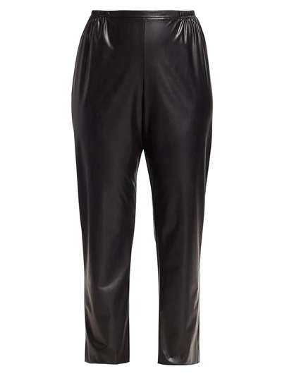 Caroline Rose, Plus Size Faux Leather Skinny Pants In Black