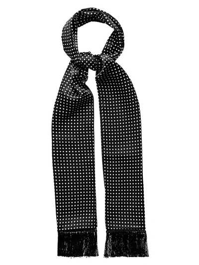 Eton Men's Polka Dot Fringe Silk Scarf In Black