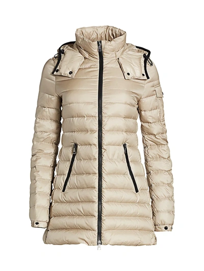 Moncler Menthe Giubbotto Hooded Drawstring Puffer Coat In Beige