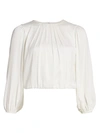 Alice And Olivia Women's Avila Pleated Blouson Top In Off White