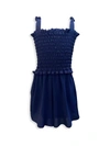 Un Deux Trois Kids' Girl's Smocked Romper In Navy