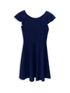 Un Deux Trois Kids' Flutter Sleeve Fit & Flare Dress In Navy